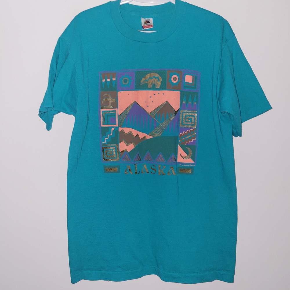 Vintage 1991 Single Stitch Alaska Short Sleeve T-Shirt Size Large